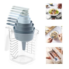 Measuring Cups And Spoons Set 9PCS, BPA Free Plastic For Kitchen Cooking And Baking Stackable Design Measuring Cups With Funnel For Liquid And Dry Mis