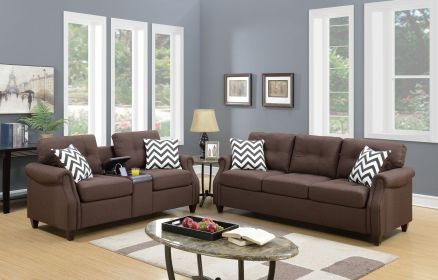 2 PCS Sofa Set Dark Coffee Plus Loveseat