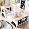 Twin Size Classic Car-Shaped Platform Bed with Wheels,White