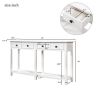 Rustic Brushed Texture Entryway Table Console Table with Drawer and Bottom Shelf for Living Room (Ivory White)