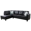 Black Faux Leather 3-Piece Couch Living Room Sofa Set A