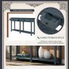 Rustic Brushed Texture Entryway Table Console Table with Drawer and Bottom Shelf for Living Room (Antique Navy)