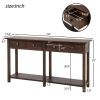 Rustic Brushed Texture Entryway Table Console Table with Drawer and Bottom Shelf for Living Room (Espresso)