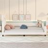 Twin Size Upholstered Daybed with Carton Ears Shaped Headboard, White