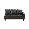 Black Faux Leather 3-Piece Couch Living Room Sofa Set A