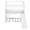 Bunk Bed with Slide, House Bed with Slide, White