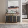 48" Wide 4 Doors Modern Sideboard with 3 Top Drawers, Freestanding Sideboard Storage Cabinet Entryway Floor Cabinet for Living Room Office Bedroom