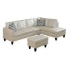 Peaerl White Faux Leather Living Room Sofa Set B