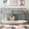 Floor Bunk Bed with Ladder , Gray