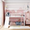 Bunk Bed with Slide, House Bed with Slide, White