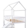 Bunk Bed with Slide, House Bed with Slide, White