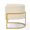 Upholstered Velvet Accent Chair with Golden Metal Stand,Mid-Century Living Room Leisure Chair with Curve Backrest -Cream