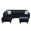 Midnight Blue Microfiber 3-Piece Living Room Sofa Set A