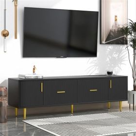 Modern TV Stand with 5 Champagne Legs - Durable, Stylish and Spacious, TVs Up to 75'' (Color: as picture)