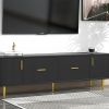 Modern TV Stand with 5 Champagne Legs - Durable, Stylish and Spacious, TVs Up to 75''